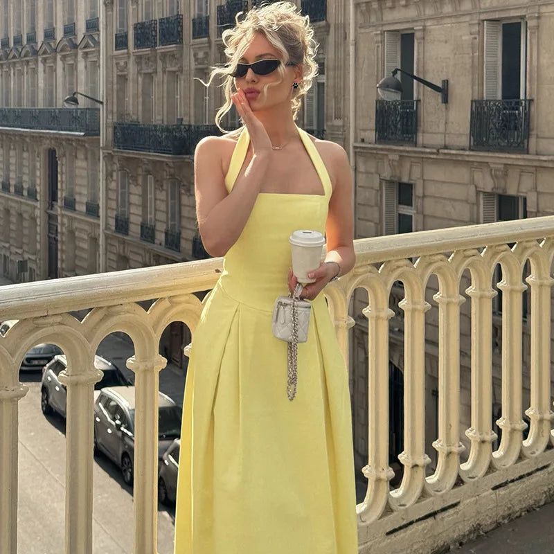 Trendix Fashion Elegant Maxi Dress For Women Summer Sleeveless High Waist Off Shoulder Long Dresses Street Casual Party Dress