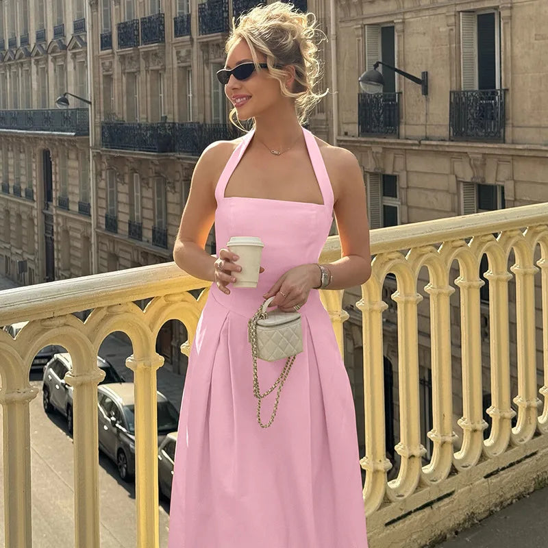 Trendix Fashion Elegant Maxi Dress For Women Summer Sleeveless High Waist Off Shoulder Long Dresses Street Casual Party Dress