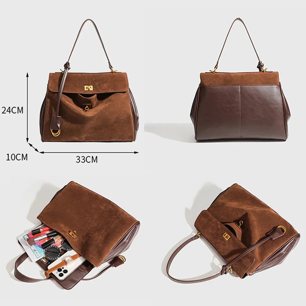 "The Heritage" Suede Top-Handle Bag