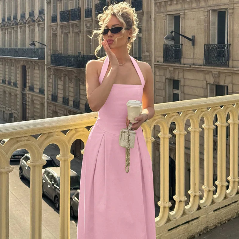 Trendix Fashion Elegant Maxi Dress For Women Summer Sleeveless High Waist Off Shoulder Long Dresses Street Casual Party Dress