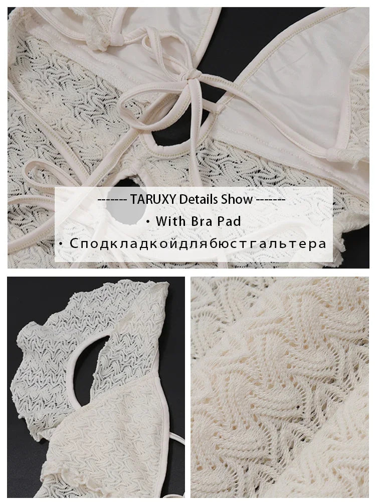 Trendix Deep V Neck Knit Dresses Women Sleeveless See Through High Waist Cover Up Dress Femme Vacation Sexy Knitted Beach Dress