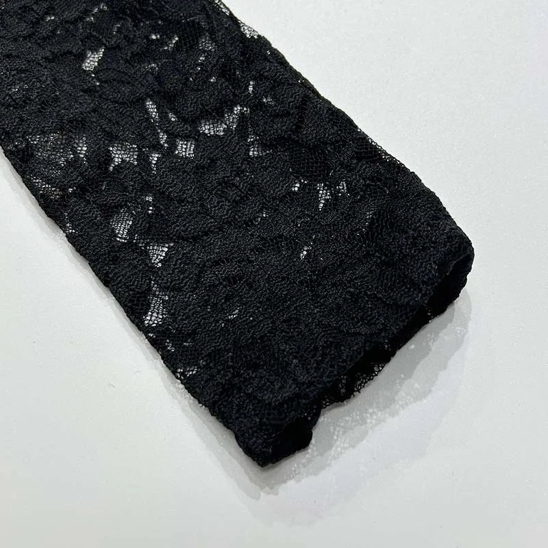 Trendix Sexy Lace See Through Dress Women's Solid Long Sleeve O Neck Elegant Evening Dresses Fashion Hollow Beach Party Dress