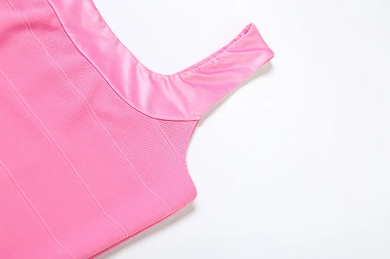 Trendix Sexy Backless Slim Mini Dress Women Summer Bodycon Solid Pleated Suspender Dress Vacation Party Patchwork Short Dress