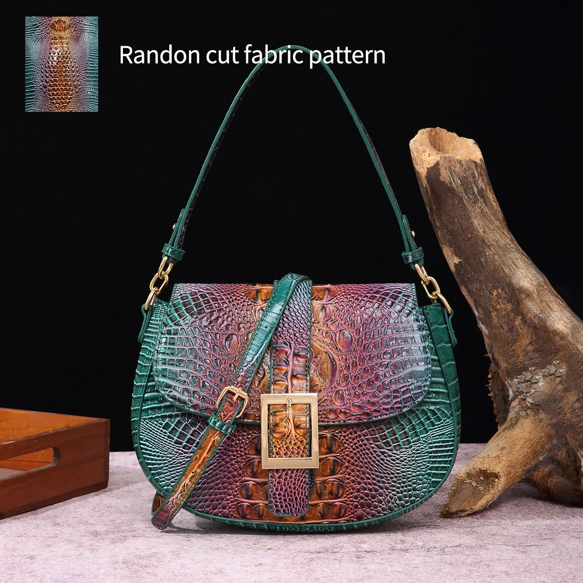 "Chameleon Croc" Satchel Bag