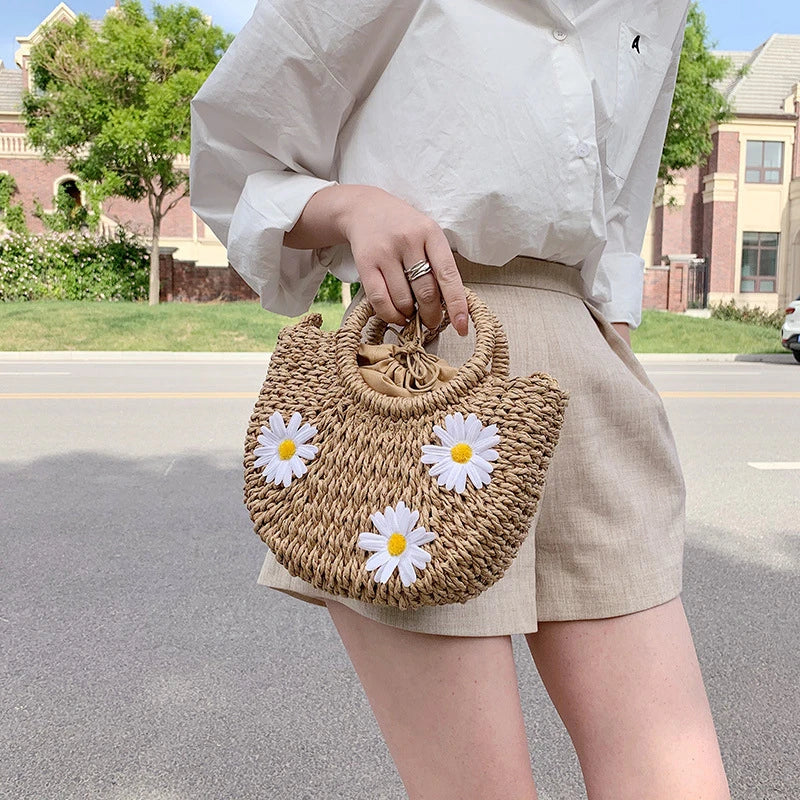 "Sun-Kissed" Floral Daisy Basket Bag