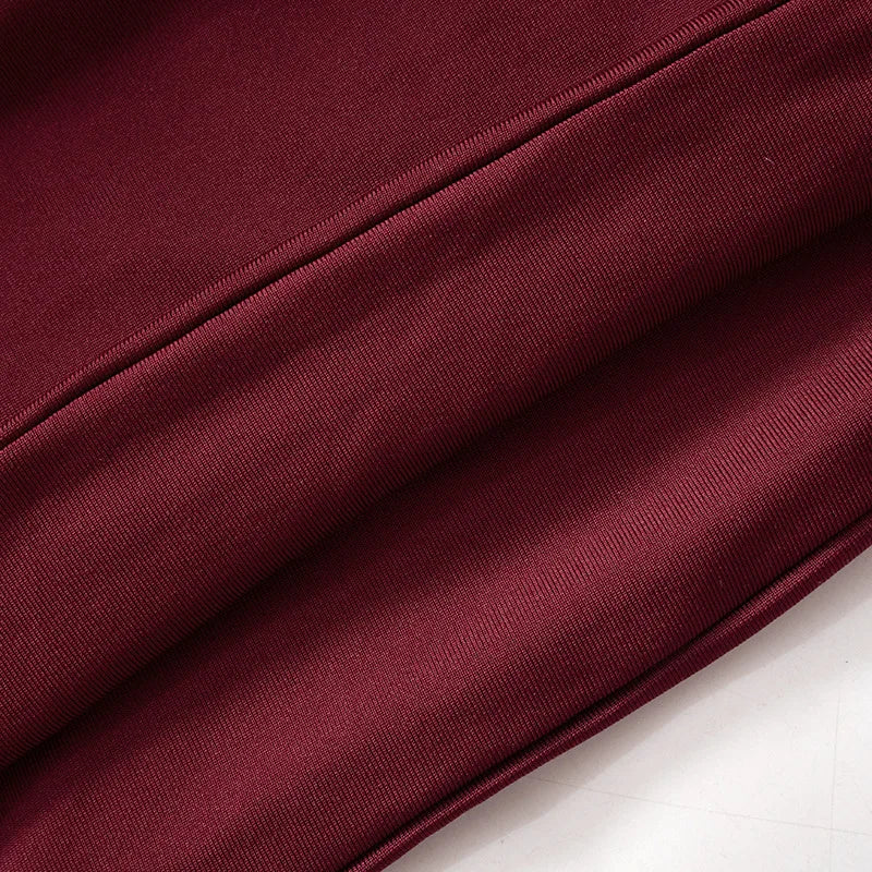 Trendix Pleated Bodycon Mini Dress Women's Sexy Off Shoulder High Waist Long Sleeve Dresses Femme Party Elegant Burgundy Dress