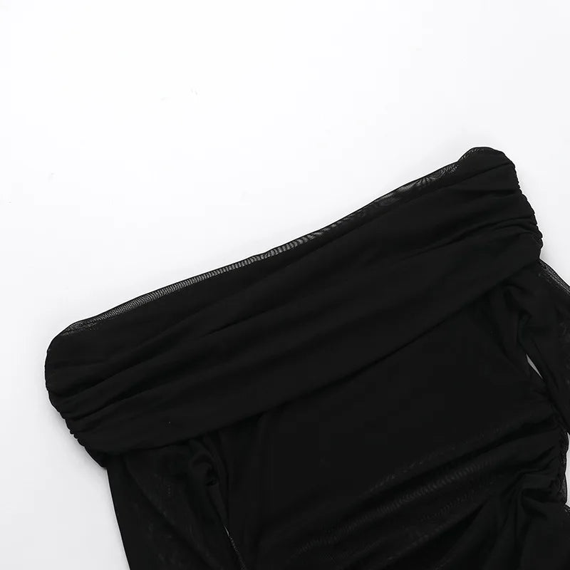 Trendix Off Shoulder Patchwork Dress Sexy Lace Backless Slim Long Sleeve Maxi Dresses Women's Beach Party Elegant Evening Dress