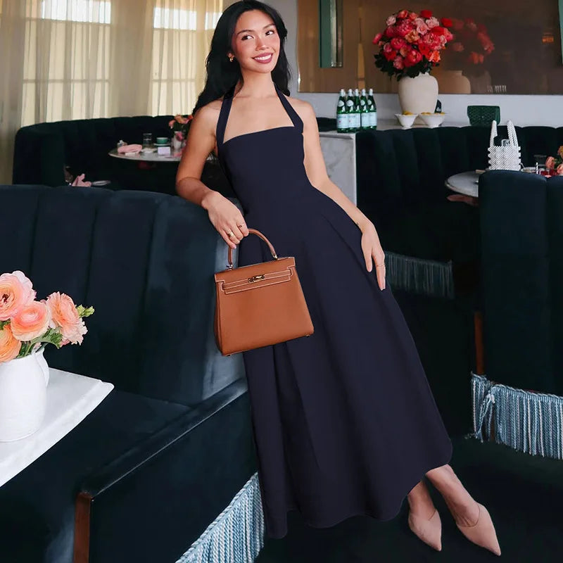 Trendix Fashion Elegant Maxi Dress For Women Summer Sleeveless High Waist Off Shoulder Long Dresses Street Casual Party Dress