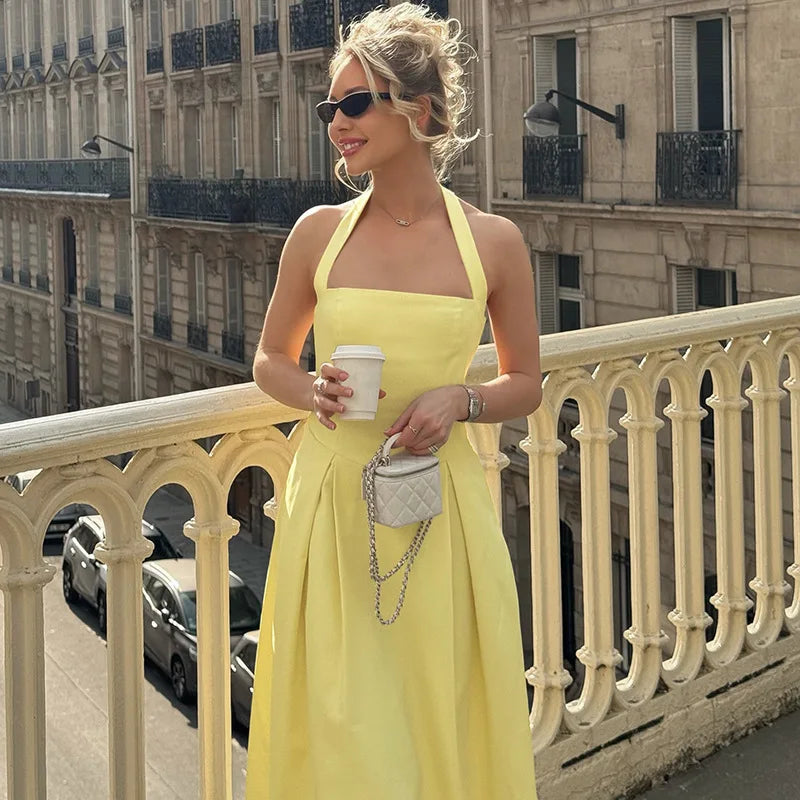 Trendix Fashion Elegant Maxi Dress For Women Summer Sleeveless High Waist Off Shoulder Long Dresses Street Casual Party Dress