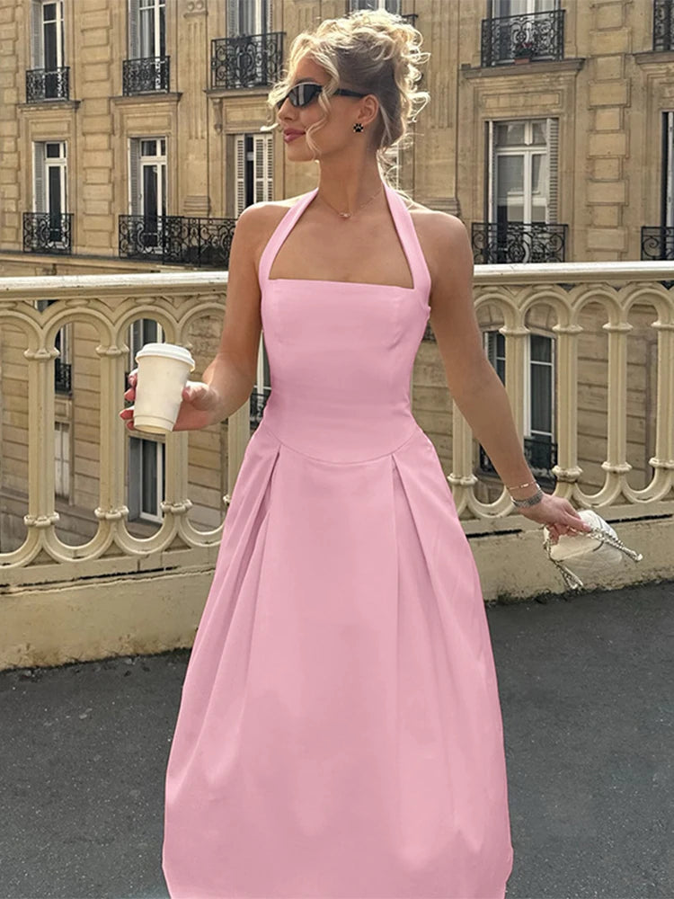 Trendix Fashion Elegant Maxi Dress For Women Summer Sleeveless High Waist Off Shoulder Long Dresses Street Casual Party Dress