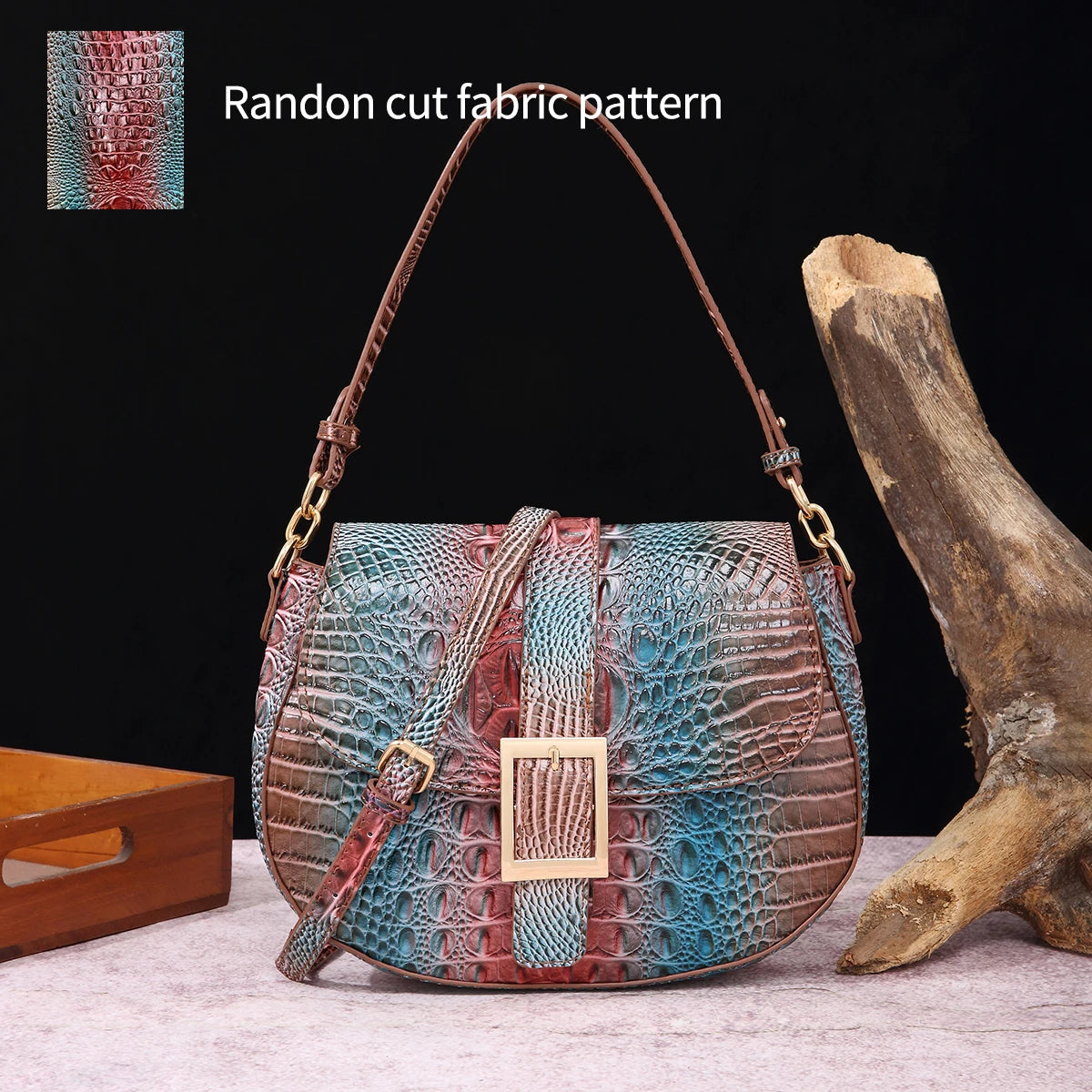 "Chameleon Croc" Satchel Bag