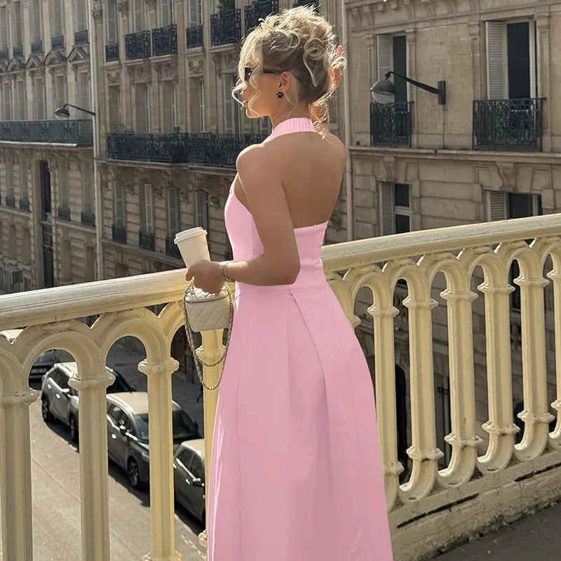 Trendix Fashion Elegant Maxi Dress For Women Summer Sleeveless High Waist Off Shoulder Long Dresses Street Casual Party Dress