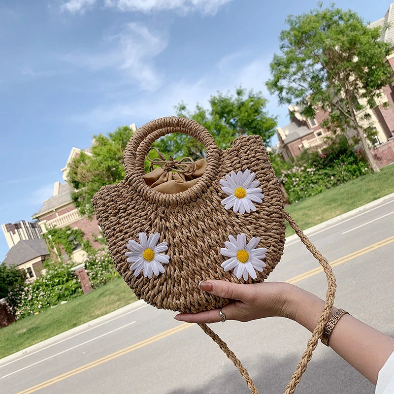 "Sun-Kissed" Floral Daisy Basket Bag