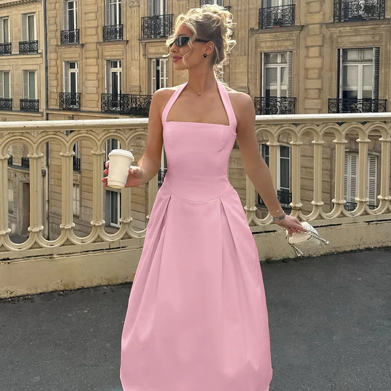 Trendix Fashion Elegant Maxi Dress For Women Summer Sleeveless High Waist Off Shoulder Long Dresses Street Casual Party Dress