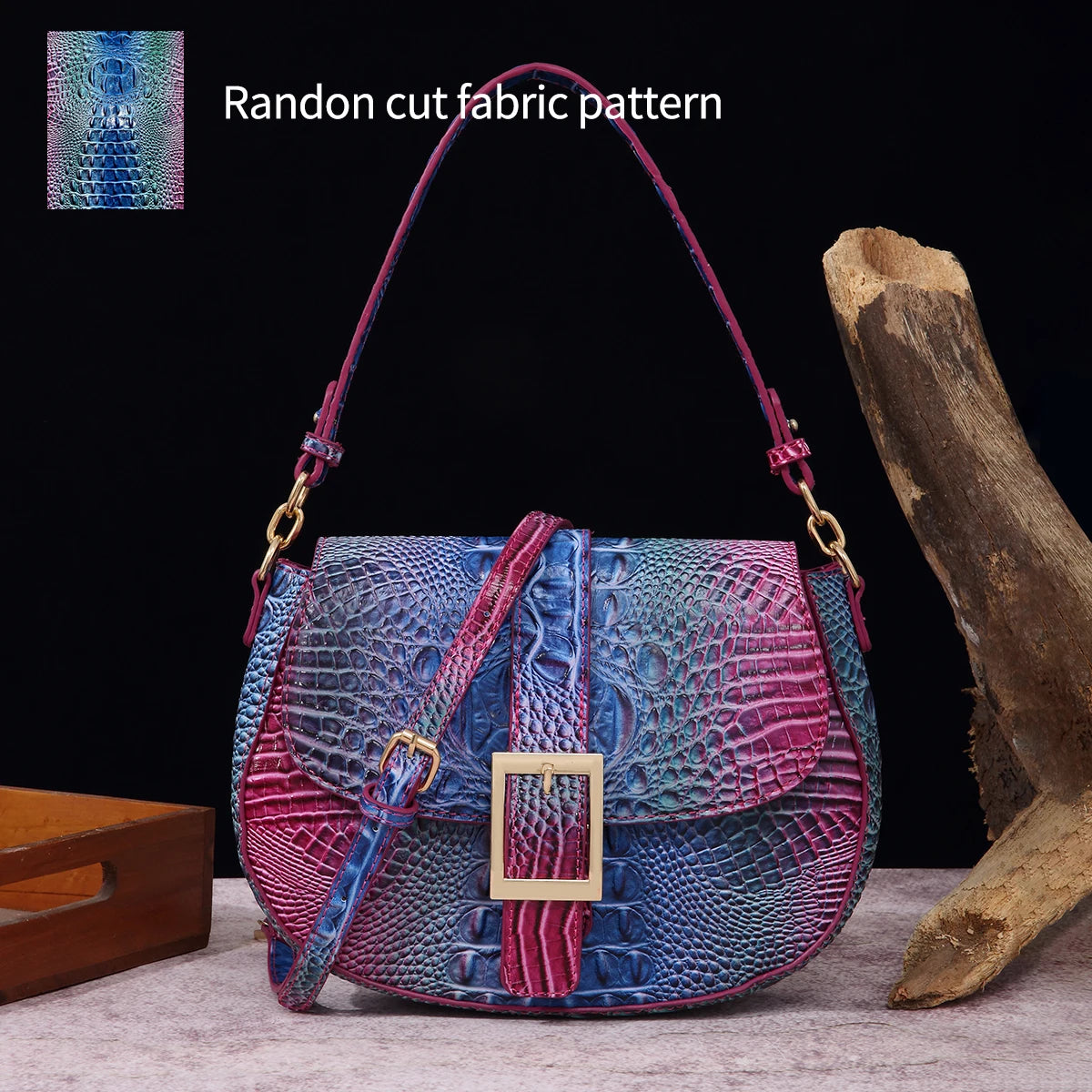 "Chameleon Croc" Satchel Bag