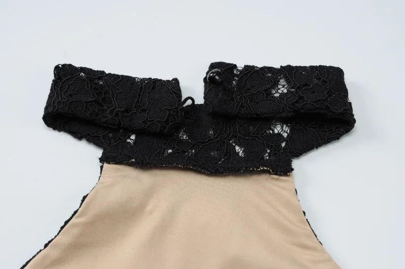 Trendix Lace Patchwork Elegant Evening Dress Women High Waist Slim Sleeveless Maxi Dresses Party Club Sexy Bodycon Long Dress