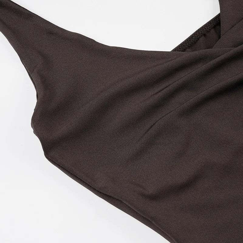 Trendix Bodycon Tank Tops 2 Piece Sets Women Summer Slim Solid Sports Yoga Shorts Ladies Street Sexy Deep V Neck Crop Top Suits