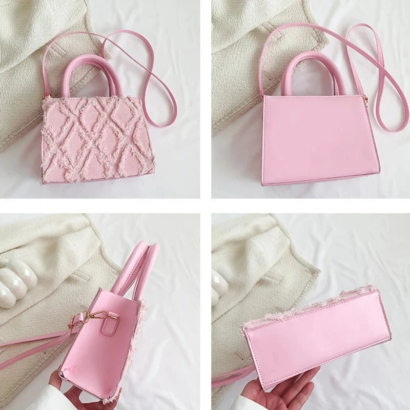 "Patchwork Chic" Denim Top-Handle Bag