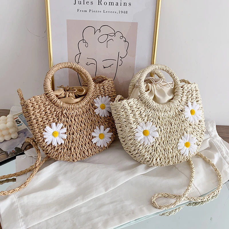 "Sun-Kissed" Floral Daisy Basket Bag