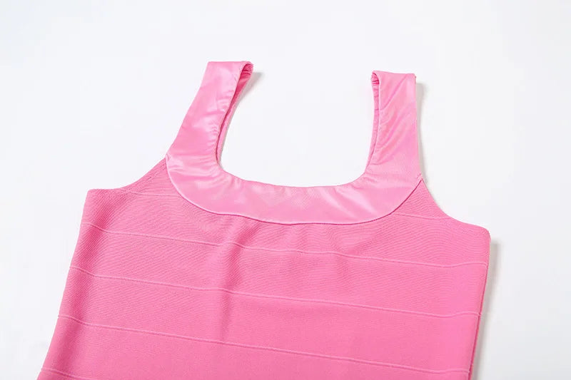 Trendix Sexy Backless Slim Mini Dress Women Summer Bodycon Solid Pleated Suspender Dress Vacation Party Patchwork Short Dress